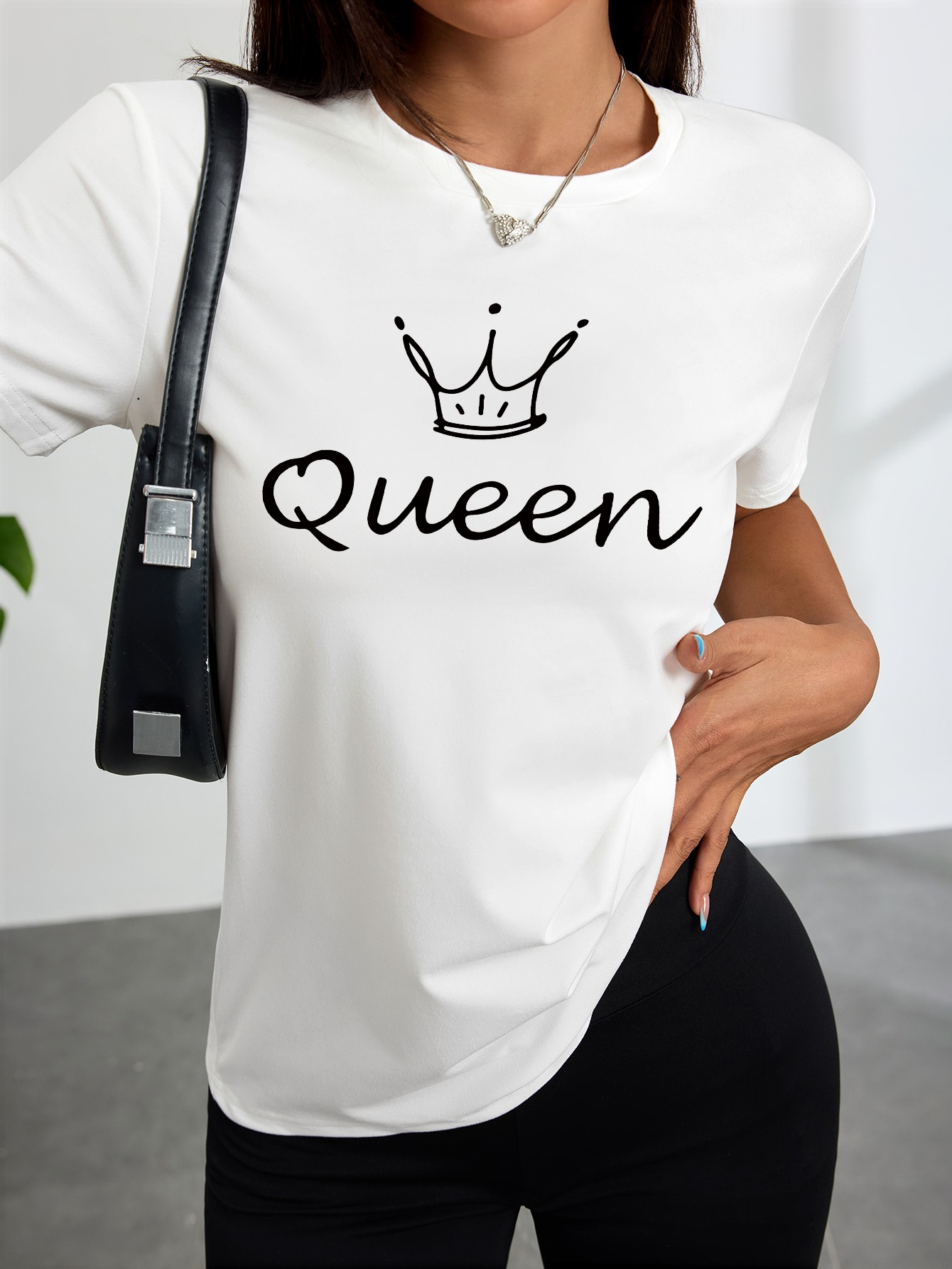 Queen Street Fashion - Camiseta Blanca para Mujer con Estampado