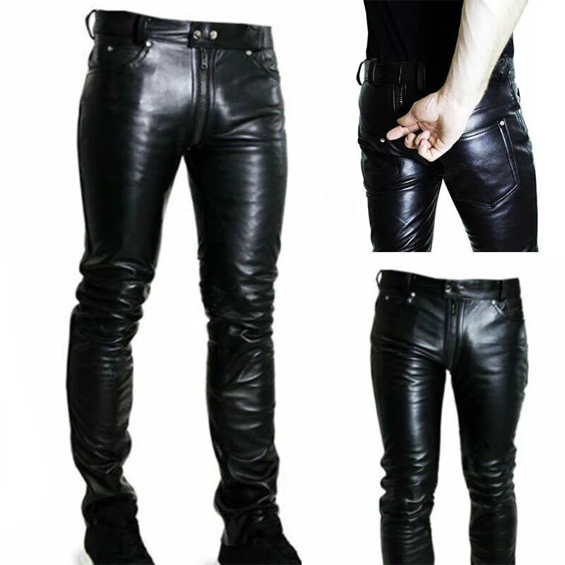 Queen Street Fashion - Pantalones Casuales de Cuero PU con