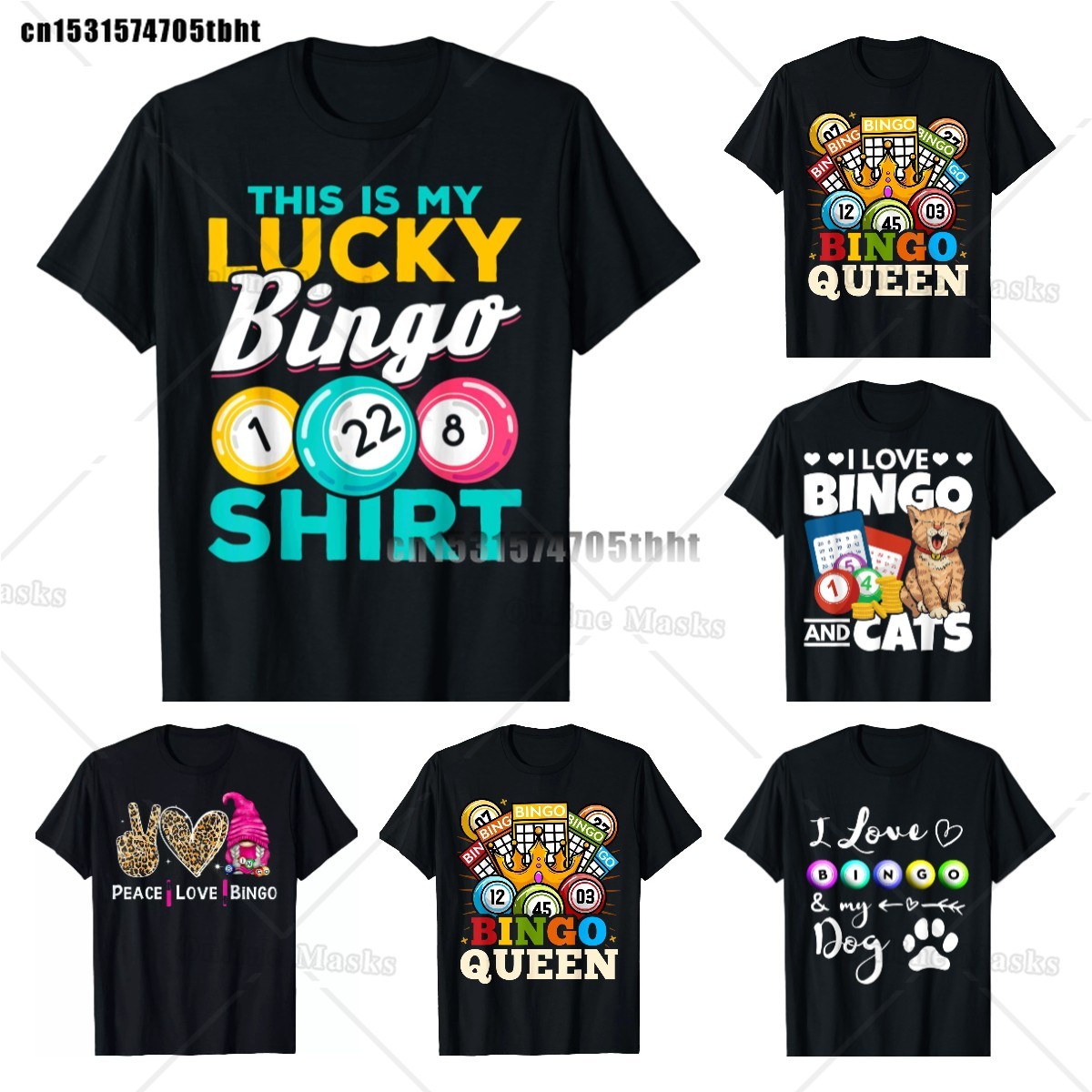 Queen Street Fashion - Camiseta de algodón Crazy Bingo para