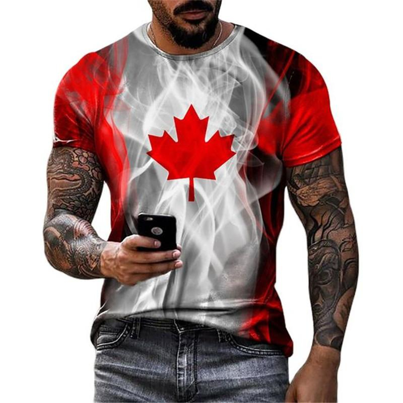 Retro Canada Flag T-shirt 3D P - Street Fashion Canada reseña y precio